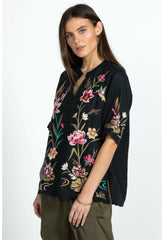 Women Tops | Johnny Was Maisie Easy V-Neck Top Black