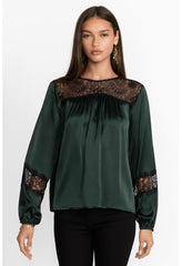 Women Tops | Johnny Was Midnight Silk Blouse Emerald Green