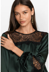 Women Tops | Johnny Was Midnight Silk Blouse Emerald Green