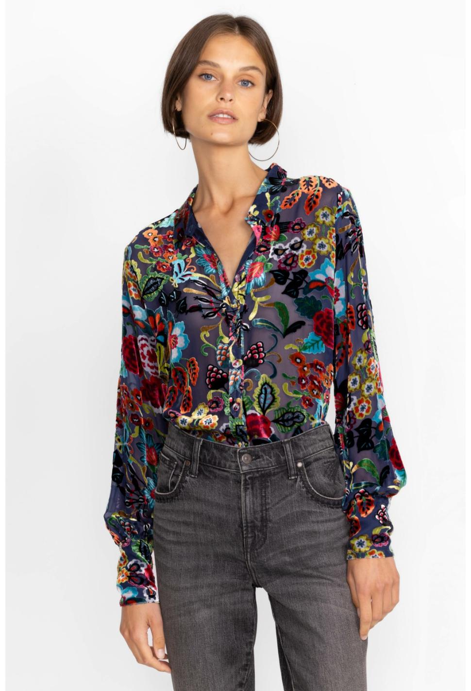 Women Tops | Johnny Was Minto Burnout Yrene Blouse Minto
