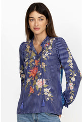 Women Tops | Johnny Was Nalina Ruffle Scarf Back Blouse Stripe