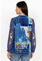 Women Tops | Johnny Was Nalina Ruffle Scarf Back Blouse Stripe