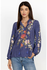 Women Tops | Johnny Was Nalina Ruffle Scarf Back Blouse Stripe