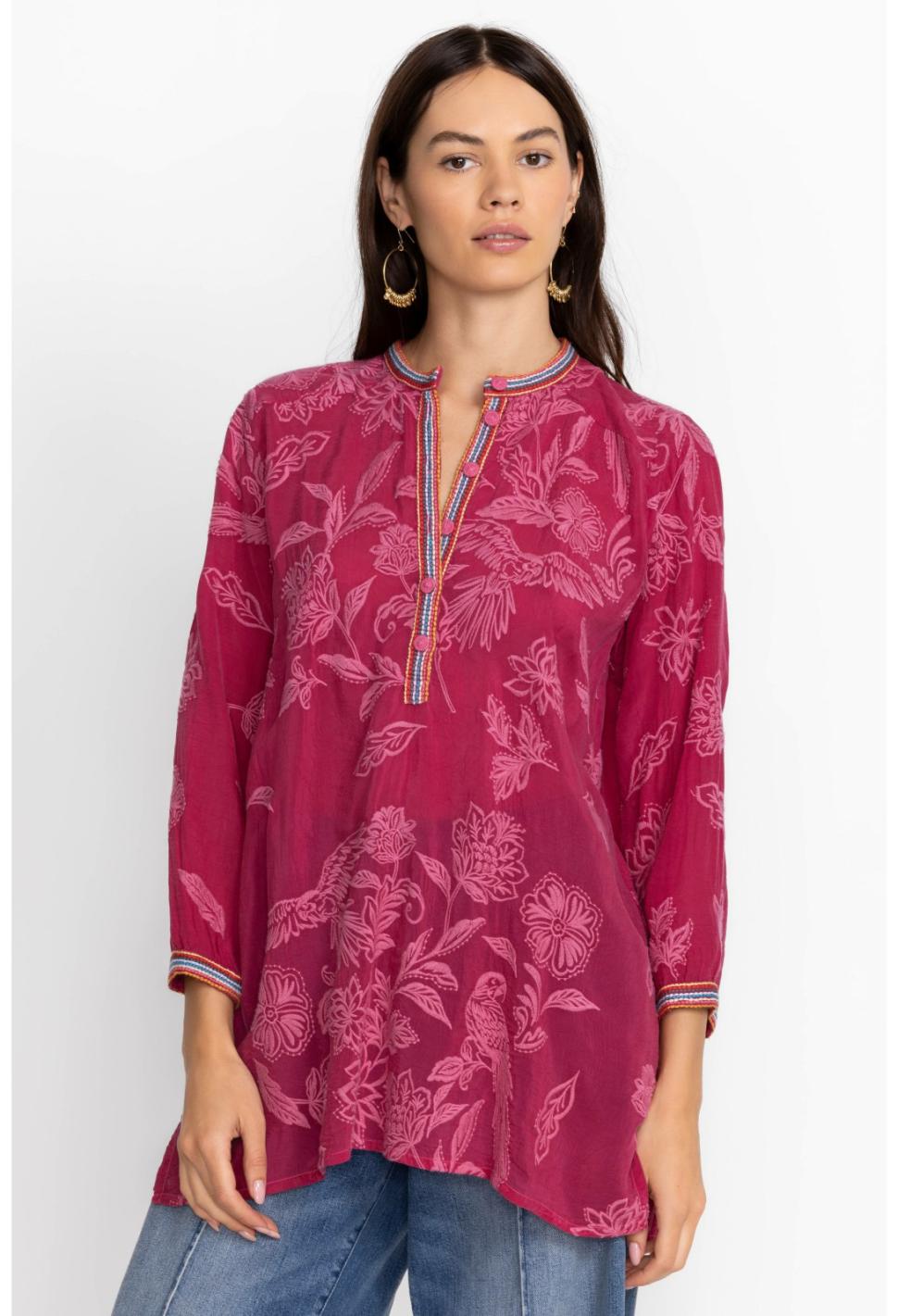 Women Tops | Johnny Was Noah Cabana Tunic Rumba Red