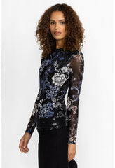 Women Tops | Johnny Was Olivia Long Sleeve Mesh Top Olive