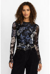 Women Tops | Johnny Was Olivia Long Sleeve Mesh Top Olive