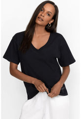 Women Tops | Johnny Was Organic Cotton Drop Shoulder Tee Black Beauty