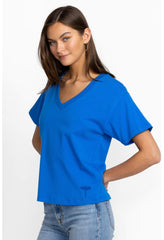 Women Tops | Johnny Was Organic Cotton Drop Shoulder Tee Princess Blue Garden Vines