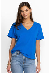 Women Tops | Johnny Was Organic Cotton Drop Shoulder Tee Princess Blue Garden Vines