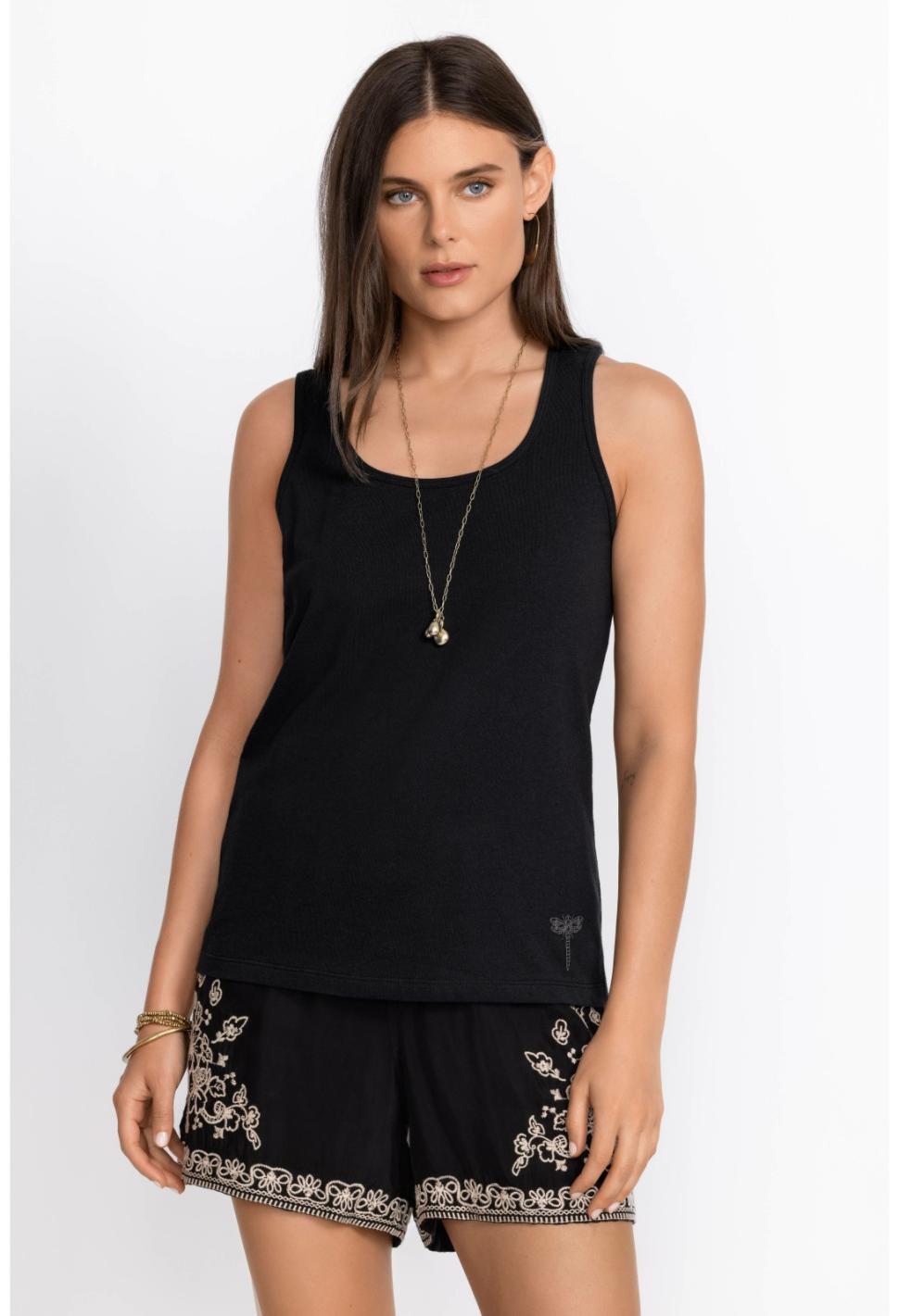 Women Tops | Johnny Was Organic Cotton Essential Tank Black Beauty