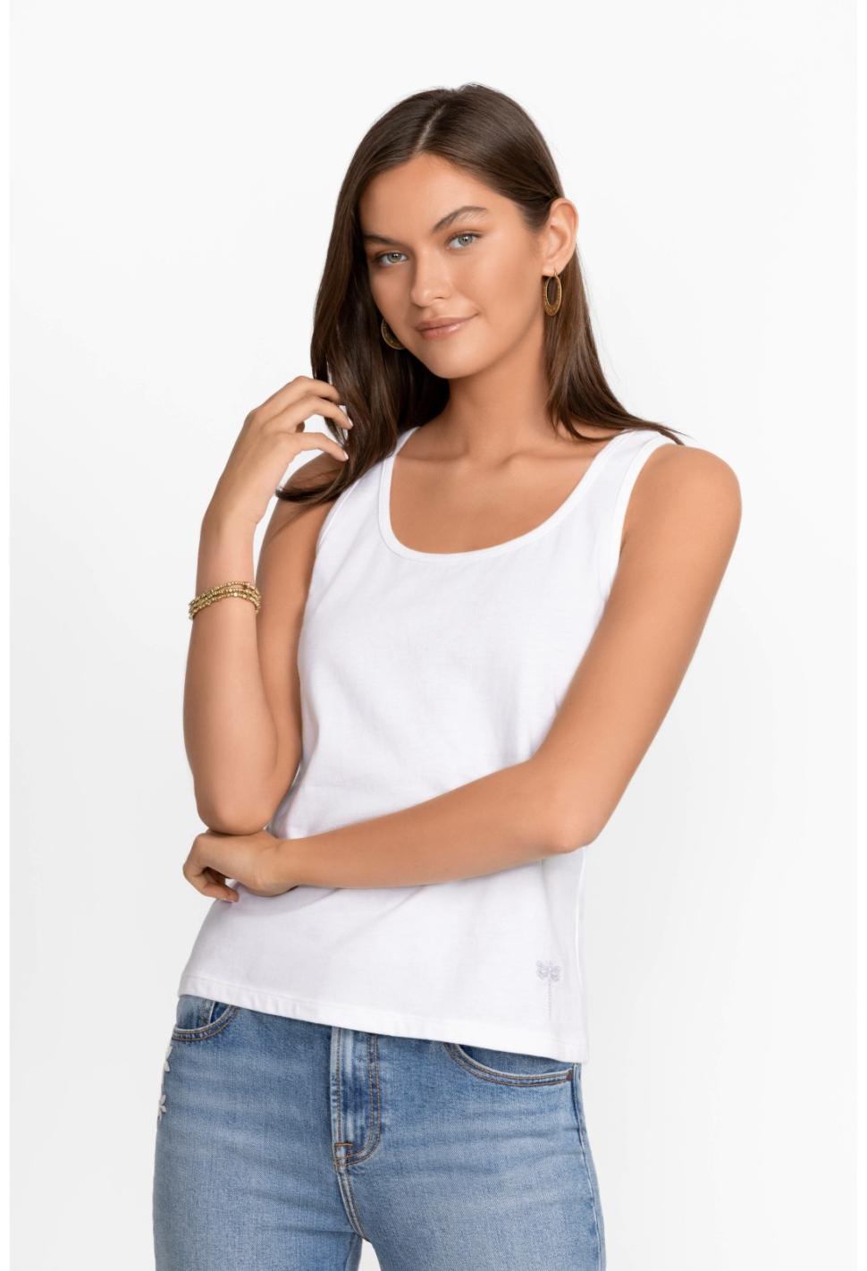 Women Tops | Johnny Was Organic Cotton Essential Tank Bright White