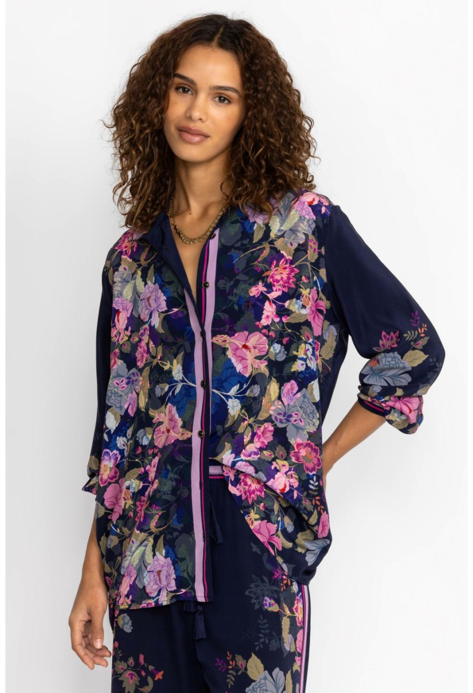 Women Tops | Johnny Was Petite Valeria Silk Button Down Shirt Valeria