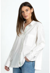 Women Tops | Johnny Was Poplin Relaxed Pocket Shirt White