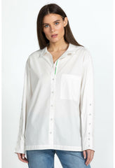 Women Tops | Johnny Was Poplin Relaxed Pocket Shirt White