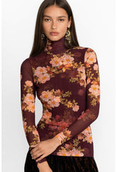 Women Tops | Johnny Was Rebecca Mesh Mock Neck Long Sleeve Tee Mesh Tee Winonna