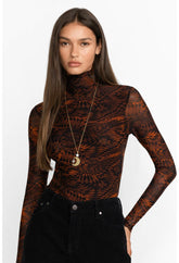Women Tops | Johnny Was Rebecca Mesh Mock Neck Long Sleeve Tee Multi