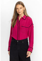 Women Tops | Johnny Was Relaxed Button Down With Piping Vivacious