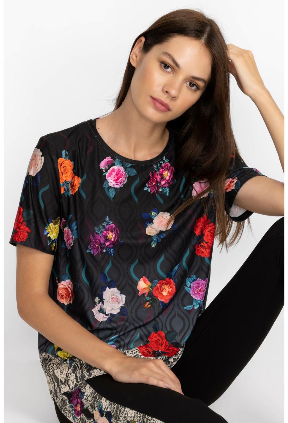 Women Tops | Johnny Was Rose Lace Cross Back Tee Rose Lace