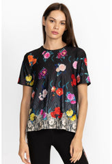 Women Tops | Johnny Was Rose Lace Cross Back Tee Rose Lace