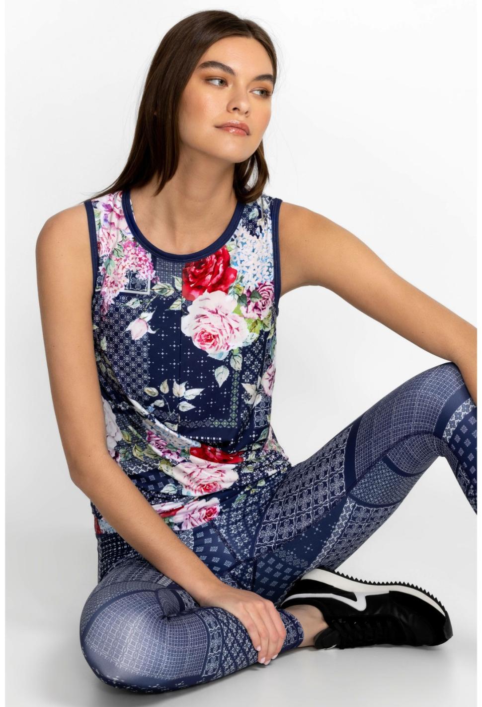 Women Tops | Johnny Was Rose Patch Crossover Tank Rose Patch