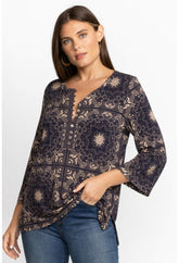 Women Tops | Johnny Was Runa Button Front Henley Tee Runa