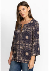 Women Tops | Johnny Was Runa Button Front Henley Tee Runa