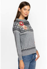 Women Tops | Johnny Was Sammy Fairisle Pullover Grey