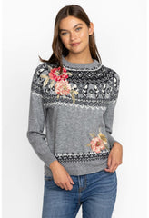 Women Tops | Johnny Was Sammy Fairisle Pullover Grey