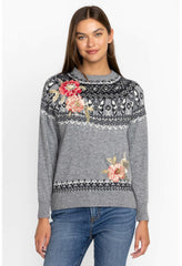 Women Tops | Johnny Was Sammy Fairisle Pullover Grey