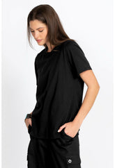 Women Tops | Johnny Was Short Sleeve Crew Neck Layering Tee Black
