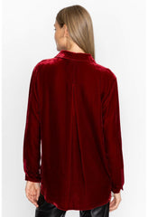 Women Tops | Johnny Was Sidonia Velvet Oversized Pleat Shirt Rich Red