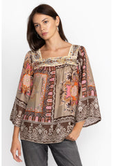 Women Tops | Johnny Was Square Neckline Blouse Flora Lace