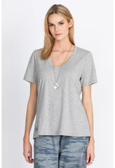 Women Tops | Johnny Was S/S V-Neck Layering Tee Heather Grey