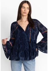 Women Tops | Johnny Was Tamera Eyelet Blouse Sapphire Blue