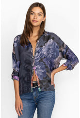 Women Tops | Johnny Was The Audrey Oversized Blouse - Grey Peony Grey Peony
