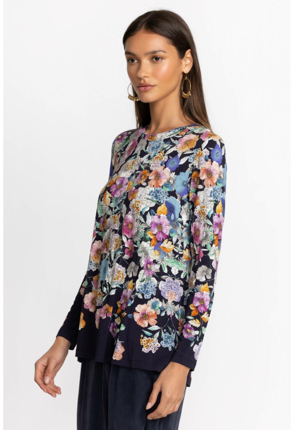 Women Tops | Johnny Was The Janie Favorite Long Sleeve Crew Neck Swing Tee Falldance