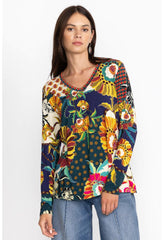Women Tops | Johnny Was The Janie Favorite Long Sleeve V-Neck Swing Tee Kimbra