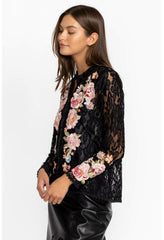 Women Tops | Johnny Was Veronne Lace Blouse (Slip) Black
