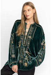 Women Tops | Johnny Was Wmns Belina Velvet Tunic Ponderosa Pine