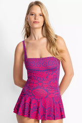 MARYSOL RUCHED SKIRTED ONE PIECE