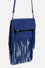 OCEANO ITALIAN SUEDE FOLDOVER FRINGE CROSSBODY