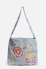 WIDE STRAP DENIM TOTE BAG