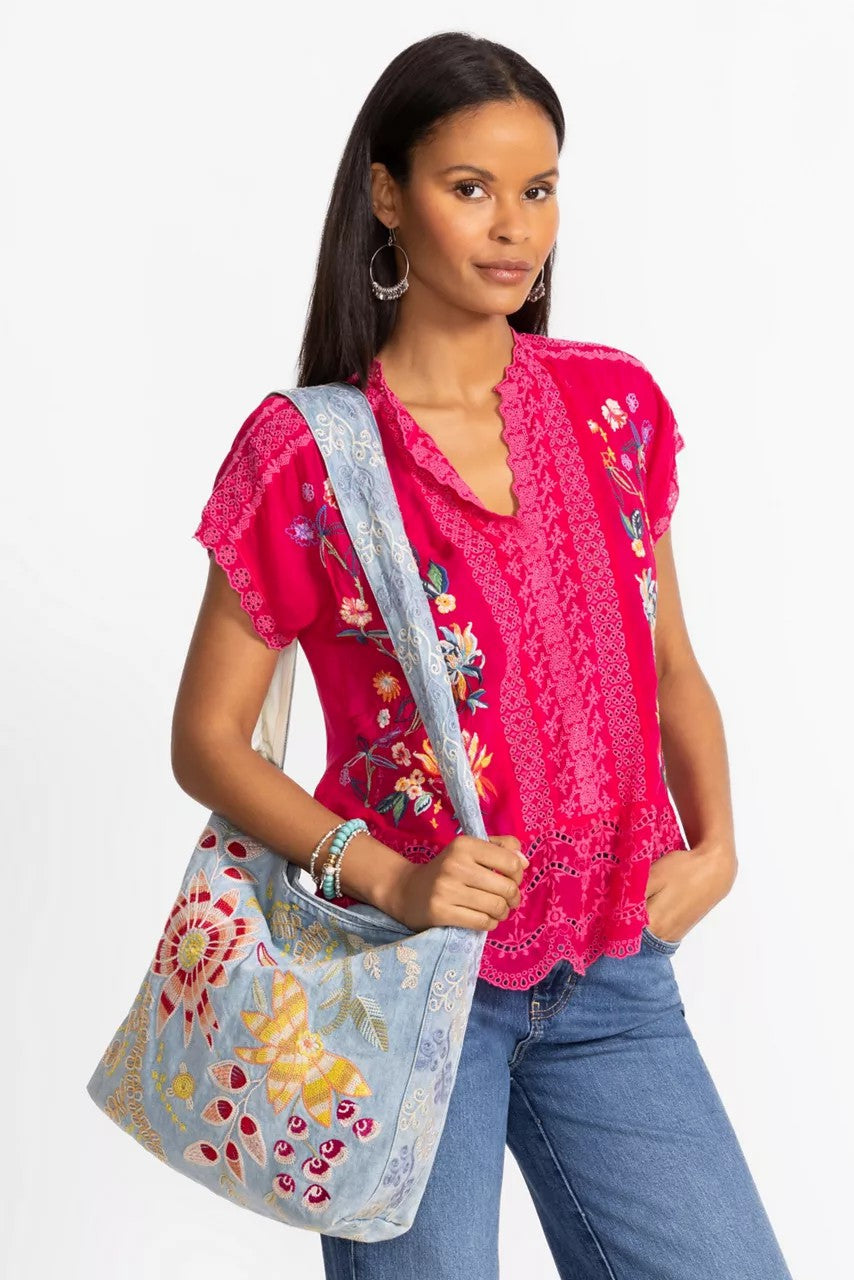 WIDE STRAP DENIM TOTE BAG