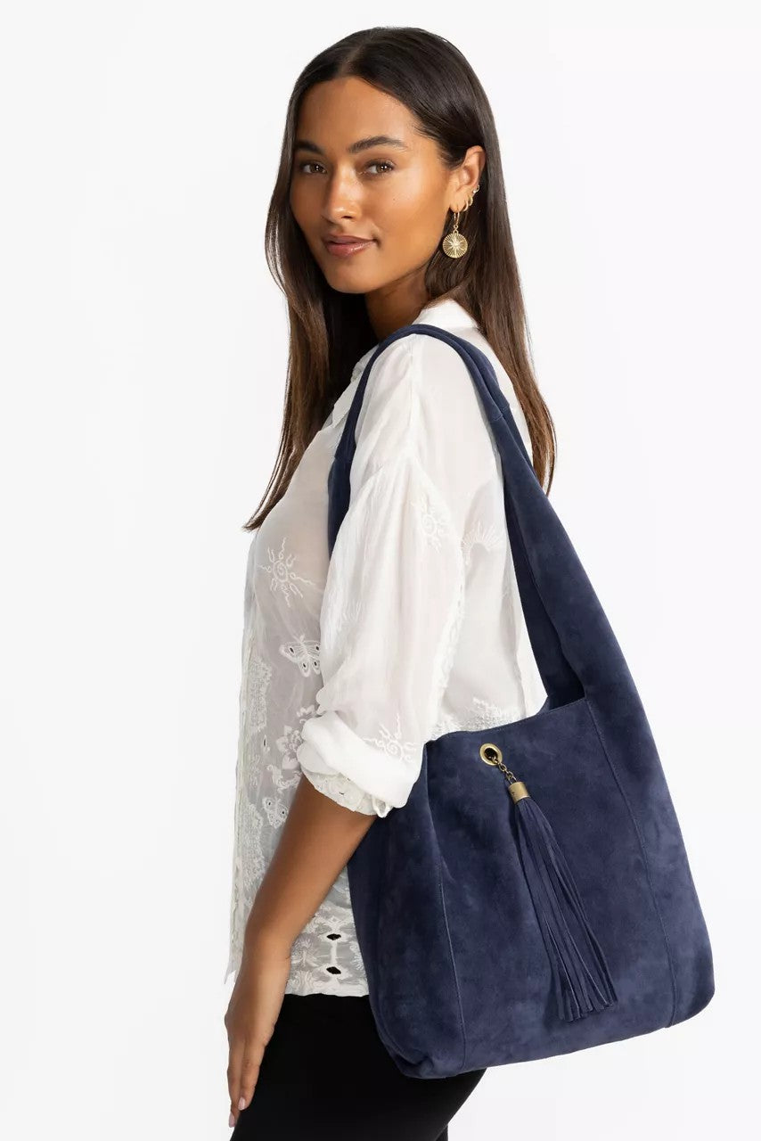 TASSEL CHAIN ITALIAN SUEDE HOBO BAG