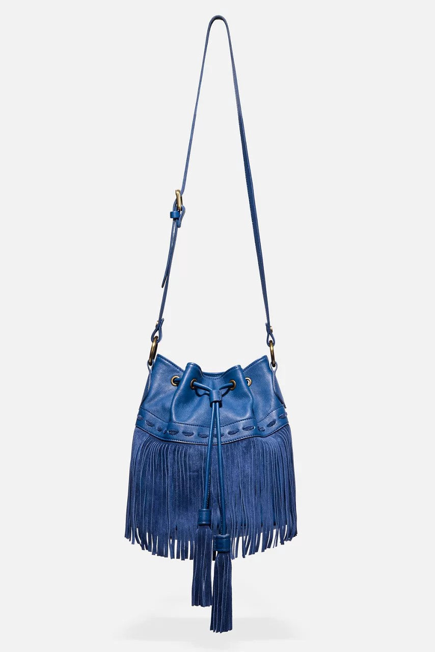 ITALIAN LEATHER FRINGE BUCKET BAG