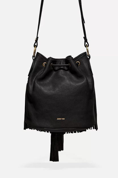 ITALIAN LEATHER FRINGE BUCKET BAG