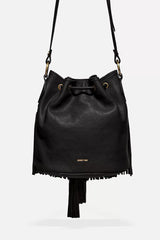 ITALIAN LEATHER FRINGE BUCKET BAG