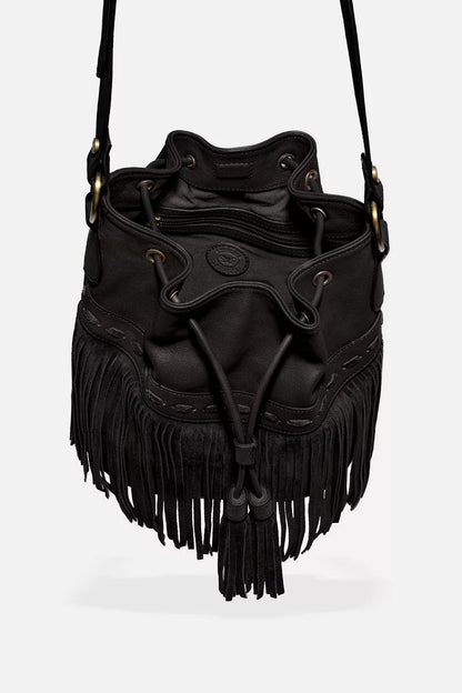 ITALIAN LEATHER FRINGE BUCKET BAG