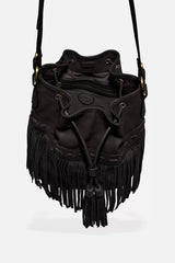 ITALIAN LEATHER FRINGE BUCKET BAG