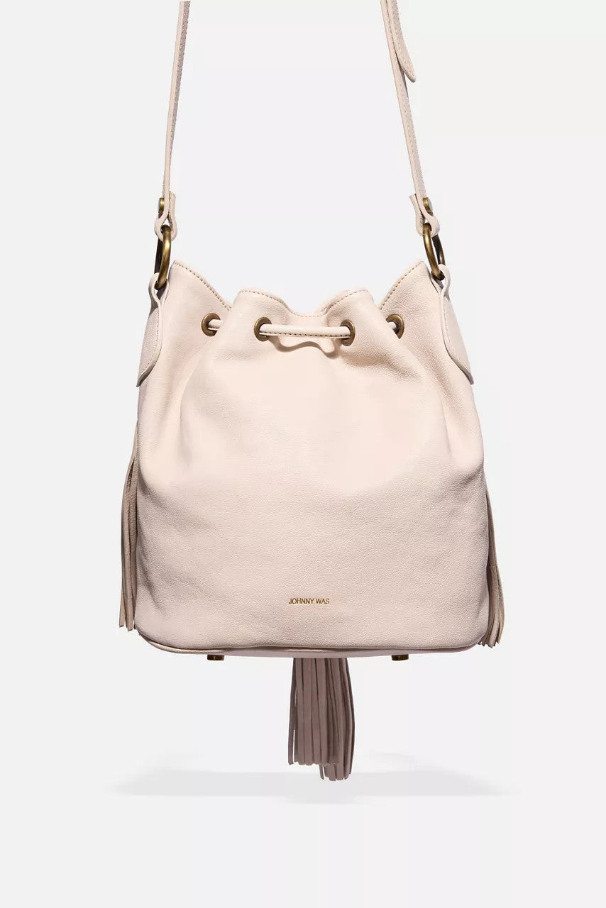 ITALIAN LEATHER FRINGE BUCKET BAG